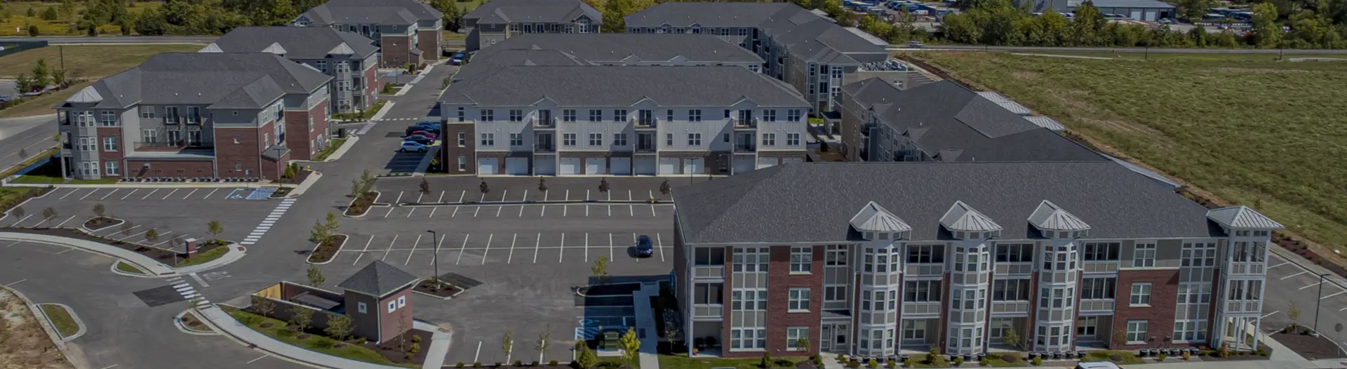 bird-eye view of The Wheelhouse Apartments on the Monon