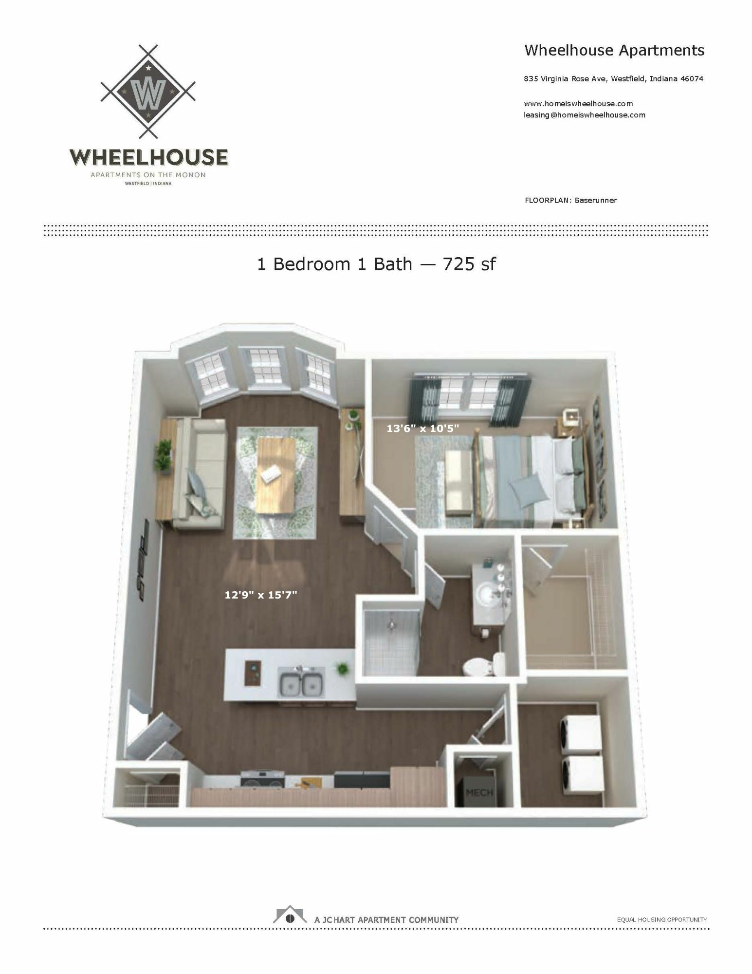 Baserunner 1 Bedroom Apartment Floor Plan Wheelhouse Apartments on