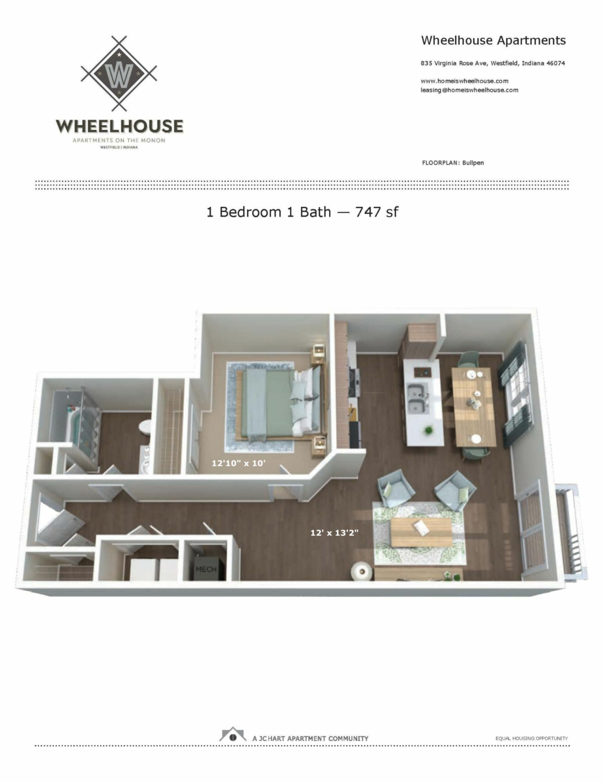 Bullpen 1 Bedroom Floor Plan Wheelhouse Apartments on the Monon
